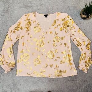 Ann Taylor floral metallic top